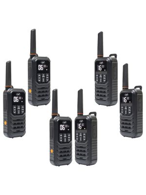 Kit 6 statii radio portabile PNI PMR R80 PRO 0.5W, 16 canale, Waterproof IP67, cu lanterna LED, buton SOS, VOX, USB-C